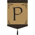 Magnolia Garden Flags Monogram P Tassel Burlap Garden Flag M030014